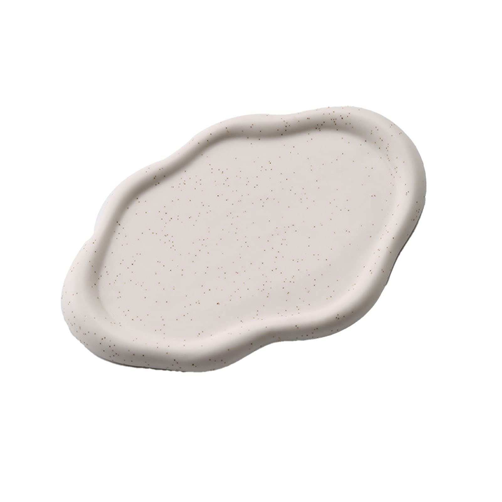 Plato de Joyería, Bandeja de Baratijas de Cerámica Plato de Joyería Simple Bandeja para Llaves, Organizador de Exhibición de Joyería Decorativo para el Día de la Madre, Cumpleaños(Nube blanca)