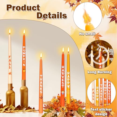 Kenburg グラデーション オレンジ テーパーキャンドル 5本セット 10インチ 滴り落ちない 季節のキャンドル ツイストキャンドルスティック ディナーパーティー 感謝祭 秋の収穫 ホームデコレーション