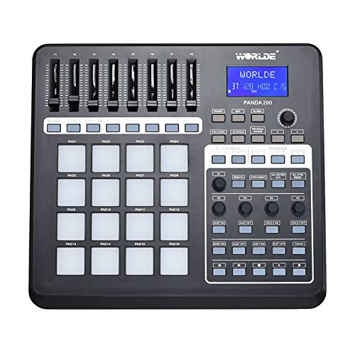 HUIOP Panda 200 USB Portátil Controlador Midi Pad 16 Parches de Batería con Cable USB,16 Parches...