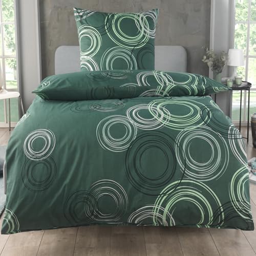 MALIKA Bettwäsche 155x220 Baumwolle Sets, Kreismuster Bettbezug 155 x 220 cm, Kissenbezug 80x80 cm, Renforcé, Oeko-TEX Bettwäsche mit Reißverschluss MALIKA Bettwäsche 155x220 Baumwolle Sets, Kreismuster Bettbezug 155 x 220 cm, Kissenbezug 80x80 cm, Renforcé, Oeko-TEX Bettwäsche mit Reißverschluss
