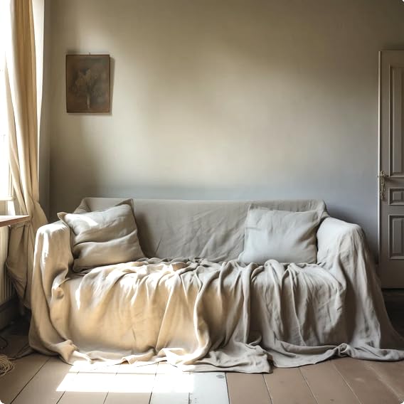 L'Emporio Casa Telo Copridivano Copriletto Tela Grossa Robusta Cotone in Panama 160X260-260x280-360x280 Misure Maxi Lenzuolo Copritutto Cotone Granfoulard Made Italy (NATURALE, 160X280)