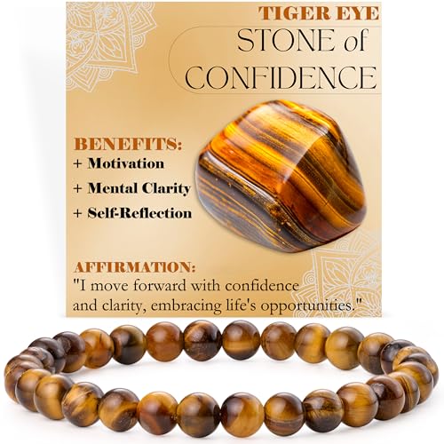 Bivei Tigerauge - Zuversicht - Perlenarmband für Frauen 6mm Halbedelstein dehnbarer elastischer Schmuck Yoga Geschenke