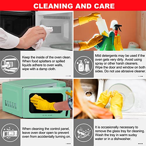 Galanz Glcmkz11Gnr10 Retro Countertop Microwave Oven With Auto Cook & Reheat, Defrost, Quick Start Functions, Easy Clean With Glass Turntable, Pull Handle, 1.1 Cu Ft, Green #TOP7