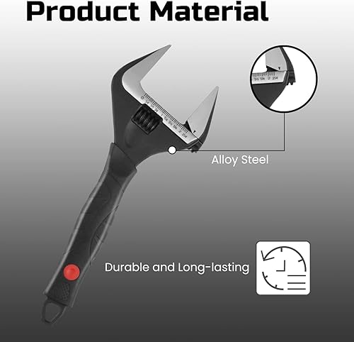 Miniatura 2 de Lichamp Llave de mandíbula ajustable de 12 pulgadas de ancho con apertura de mandíbula de 2.362 in para fontanería automotriz e industria, color