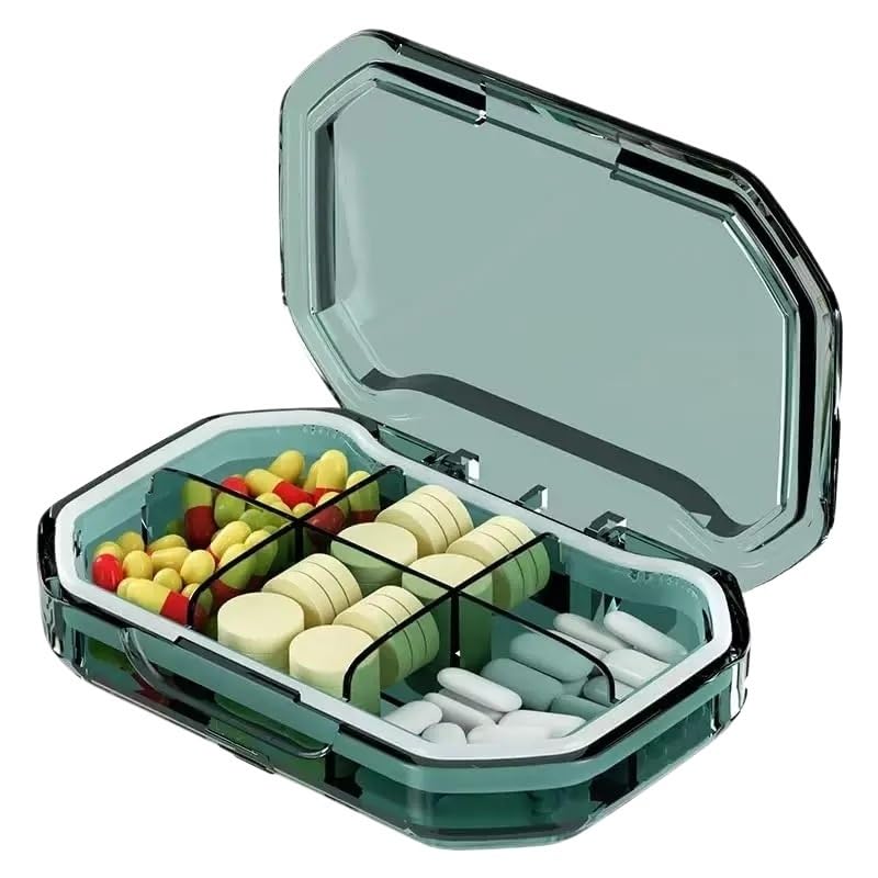 Organizer na tabletki, organizer na tabletki na 7 dni, przenośny organizer na tabletki, mini pojemnik na witaminy do torebki i kieszeni, mały przezroczysty pojemnik na leki