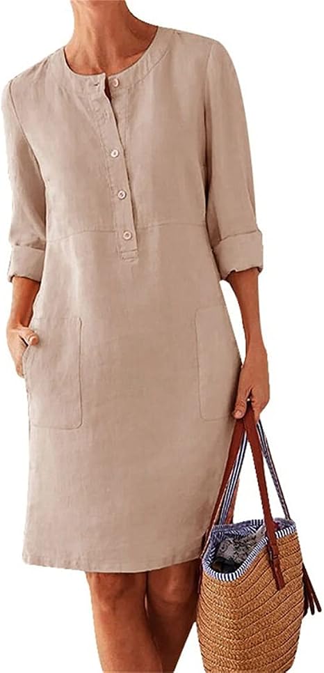 ladies linen shirt dresses