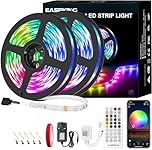 easeking Led Strip Light Outdoor IP65 Waterproof App and IR Remote Control, Led Lights for Bedroom Cuttable and Linkable, Led Strips for Room Decor RGB Led Strip (10M/32feetA)
