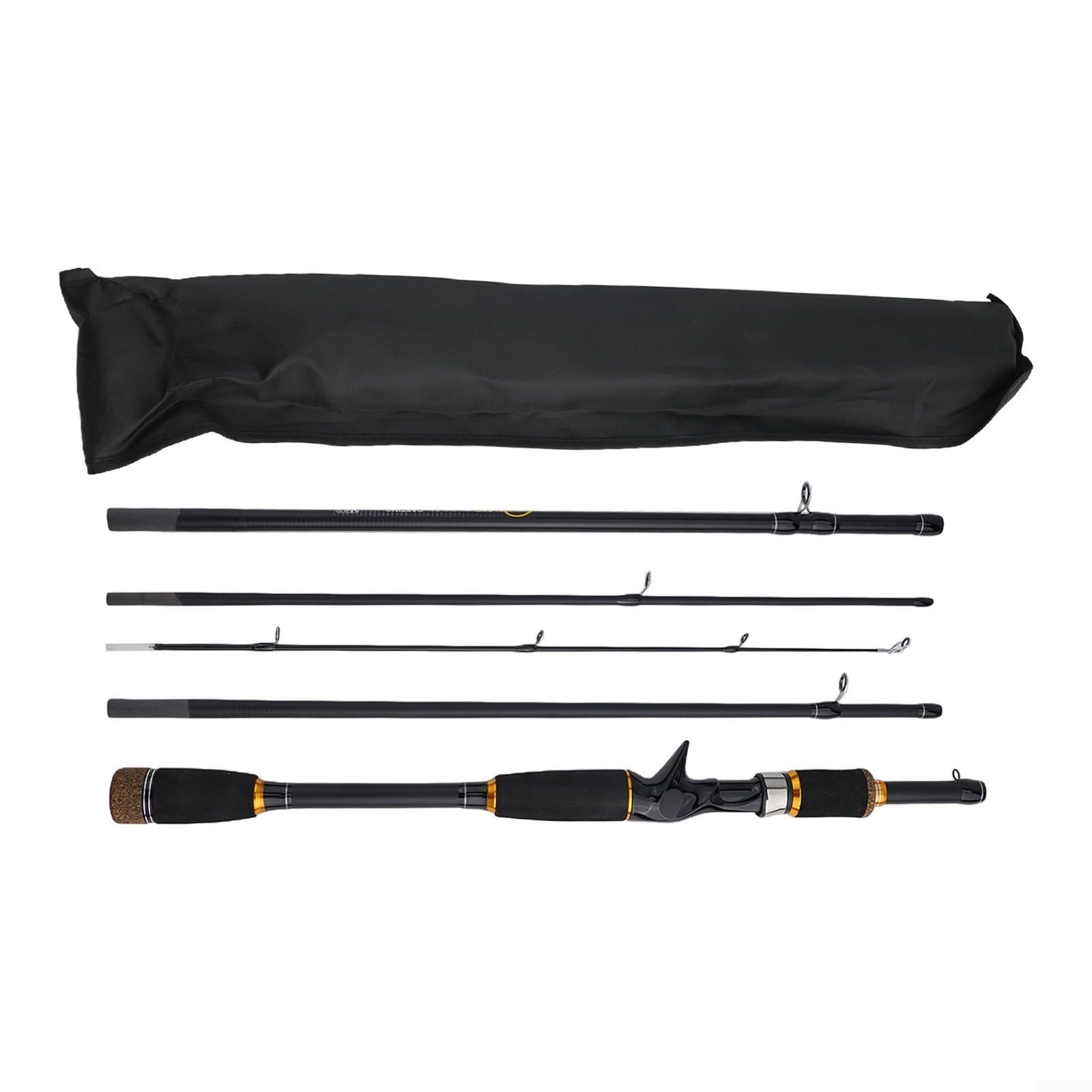 Caña de pescar de fibra de carbono 1.8/2.1m ML Viaje Spinning Rod Baitcasting Barra 4-5 Secciones Portátil