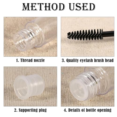 12 Piece Set Empty Mascara Tube and Wand, Mascara Tube, Empty Mascara Tube, Clear Mascara, for Eyelash Growth Oil, Includes Brush, Rubber Inserts, and Funnels - Image 5