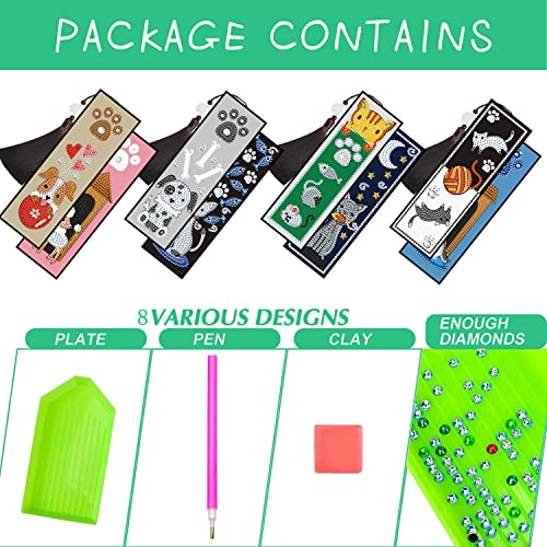 Pinlvhg 8 Pack 5D Diamond Painting Bookmarks Diy Bookmark Animal Beaded Bookmark Leather Tassel Bookmark Diy Make Art Craft Student Adult Gift Book Ornament. #TOP5