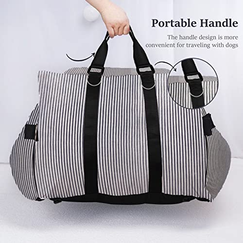 Johnear Dog Car Seat Pet Travel Booster Seat With Safety Leash Detachable And Washable, Non-Slip Portable Cat Nest Pet Carrier Bed Dog Back Seat Handbag Cushion Couch，Blue Stripe For Medium Dogs Bed #TOP5