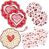 Dylives happy valentine s day party supplies red white heart love paper dinner dessert plates and napkins set red heart disposable tableware for anniversary valentine party decorations serves 30  urban country home decor