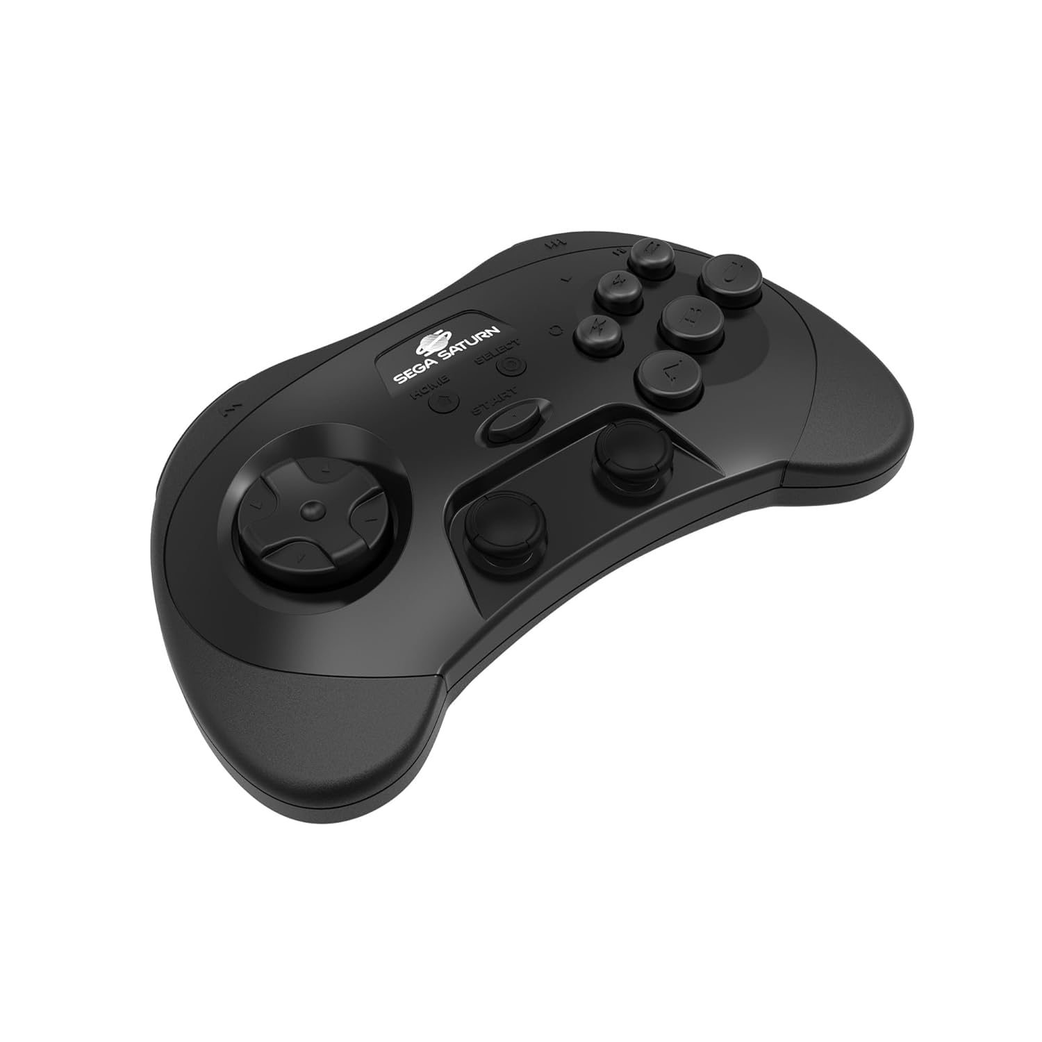 Retro-Bit SEGA Saturn® 2.4GHz Wireless Pro Controller for Sega Saturn, Sega Mega Drive Mini, Switch, PC, Mac - Includes 2 Receivers - Black