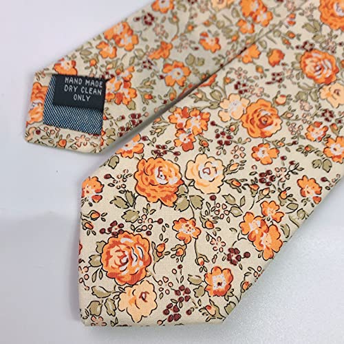 Image of Mantieqingway Men's Cotton Floral Neck Tie 2.56'' Printed Skinny Tie