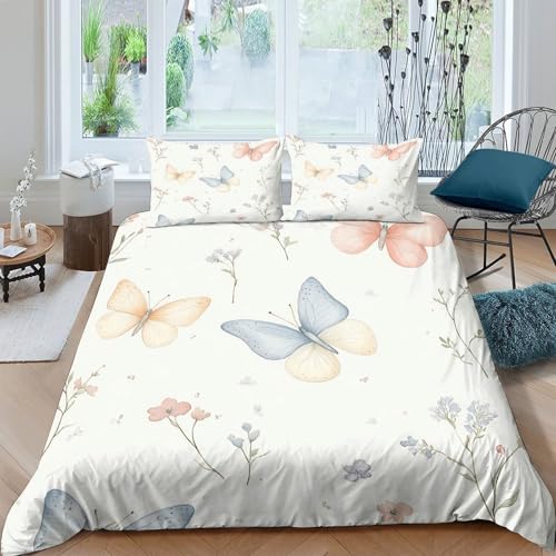 Parure de lit microfibre haut de gamme imprimé papillon floral 3D - 4