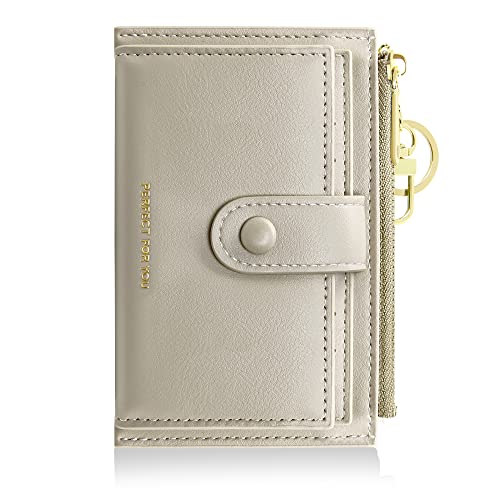 Cilla Womens Slim Wallet Rfid Card Case Minimalist Small Card Wallet With Zipper Coin Pouch(Khaki) #TOP6