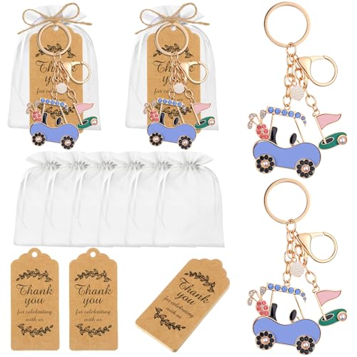 Ecation 12 Set Golf Cart Keychain Bulk with Tags Organza Bag...