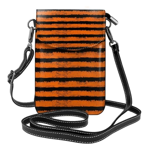 Porte-téléphone femme à rayures orange et noires idéal pour vos sorties et voyages légers