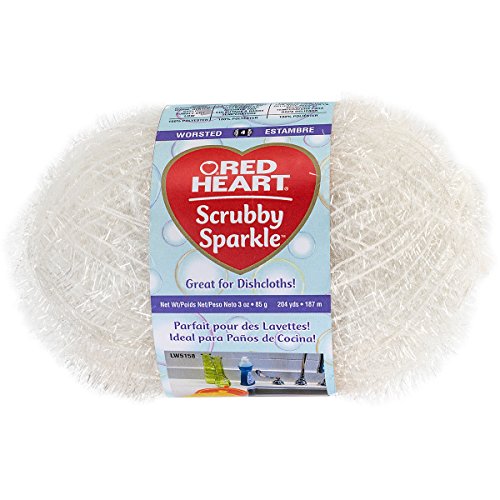 Red Heart Scrubby Sparkle E851.8001 Yarn, Marshmallow #TOP2