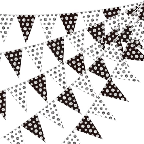 Image of Jetec 5 Pcs 49 ft Volleyball Party Decorations Pennant Banner Theme Triangle Flags Garland Bunting Banner for Volleyball Fans Outdoor Indoor Home Sport Birthday Party Decorations Supplies