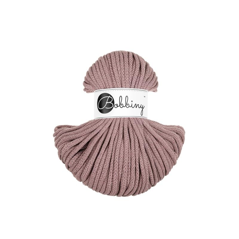 Premium Baumwoll-Flechtschnur - 5mm x 50m - Vielseitige Makramee-Kordel für Stricken, Weben, DIY-Basteln und Heimdekoration - Hochwertige Bunte Bastelschnur - Mauve