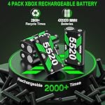4x5520mWh Controller Battery Pack for X-Series X/S, Rechargeable Battery for X1/One S/X/One Elite Controller Charger Batteries