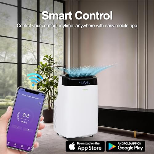 Image of Hykolity WiFi Enabled Portable Air Conditioners 10,000 BTU, Cools Rooms Up To 450 Sq.Ft, 45dB Dual Motor 5 in 1 Quiet Smart AC Unit with Cool, Fan, Dehumidifier, 24H Timer & Sleep Mode