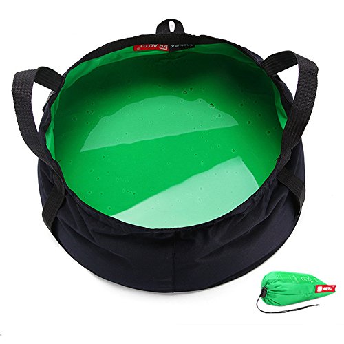 Rayami 7.5L Lightweight Portable Folding Wash Basin Wash Bowl Multi-Functional Collapsible Bucket Water Bag Water Storage Collapsible Carrying Pouch Handle Bag for Outdoor Camping Fishing
