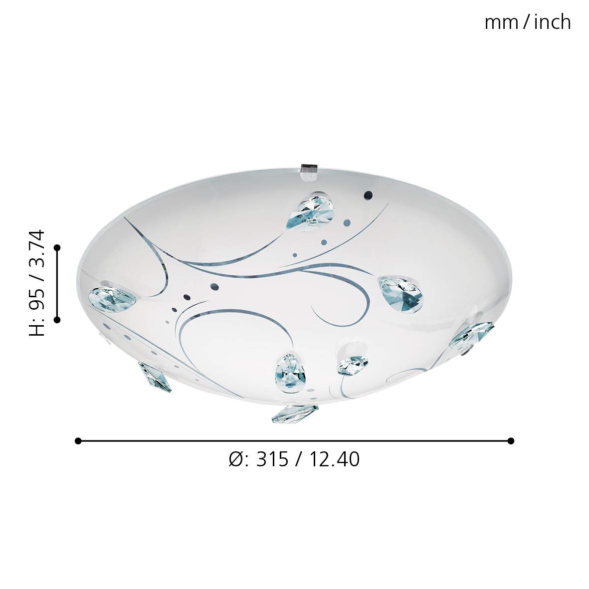 Eglo LED lampada da soffitto Sorrenta 1, fiamma, classica, metallo e vetro | con cristalli bianchi, lampada soggiorno, camera, LED corridoio luce neutra