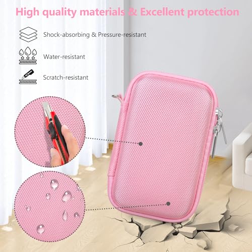 Image of Carrying Case for Sony RX100 VII / RX100 VI / RX100 V / RX100 IV / RX100 III Premium Compact Camera, Storage Holder Travel Bag with Zipper Mesh Pocket for Charging Cable, USB Card, Pink