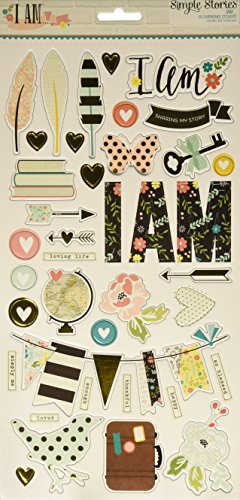 Simple Stories I Am Chipboard Stickers, 6 by 12