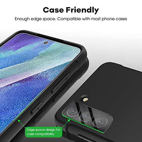 Jetech Screen Protector For Samsung Galaxy S21 Fe 5G With Camera Lens Protector, Easy Installation Tool, Tempered Glass Film, Fingerprint Id Compatible, 2-Pack Each #TOP4