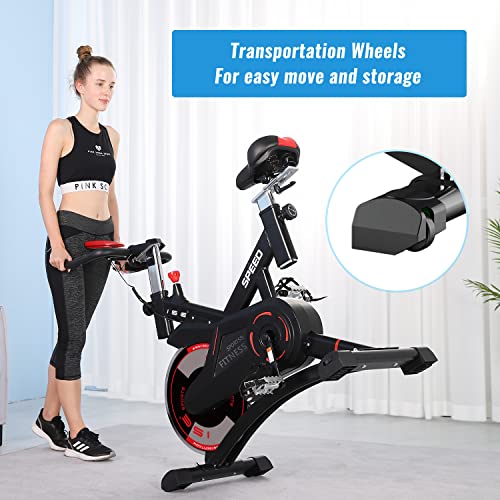 ISE Professionele indoor cycle ergometer hometrainer met hartslagmeter, LCD-display, armsteun, polsband, gewatteerd, 10 kg vliegwiel, fitnessbike speedbike met fluisterstille riemaandrijving, tot 150 kg - Afbeelding 8