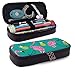 Produktbild Federmäppchen - Tropical Flamingos Pines Repeating High Capacity Pencil Pouch Briefpapier Organizer Multifunktions-Reise-Make-up-Tasche, Leder Pencil Bag Pen Case für Mädchen Jungen Erwachsene
