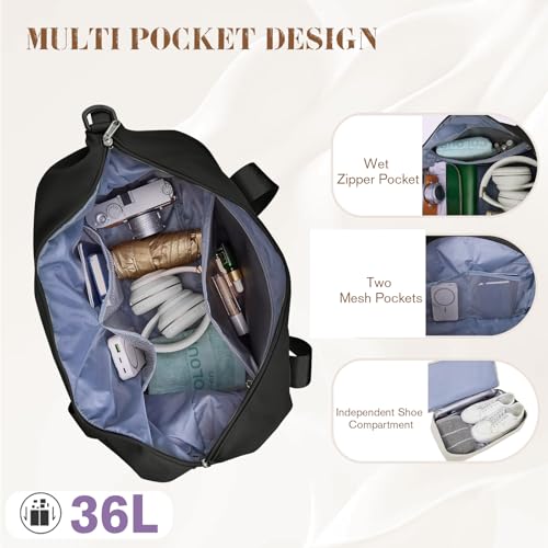 Travel Duffle Bag Women Weekender Bags for Women Gym Bag Woman Beach Vacation Carry On Luggage for Airplanes Overnight Bags for Men Gym Bag Duffle Bag for Travelling Sports Bag image 5