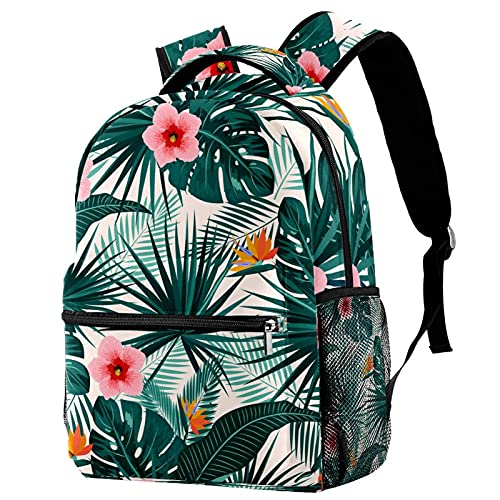 Sac à dos voyage campus anti-fuite d'eau à motif feuilles vertes floral