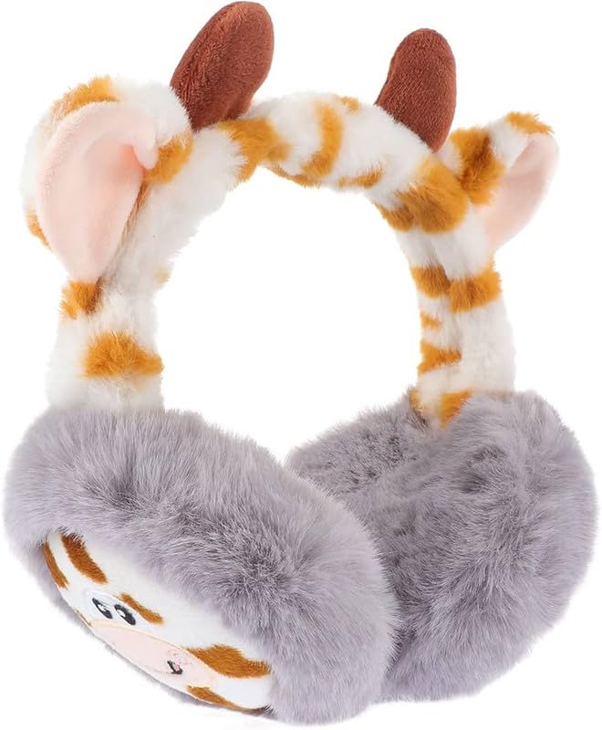Winter Foldable Earmuffs for Girls & Women Cute Cartoon Design Knit Fluffy Fleece Outdoor Soft & Warm Ear Warmer Winter Fashion Headband-picture-27