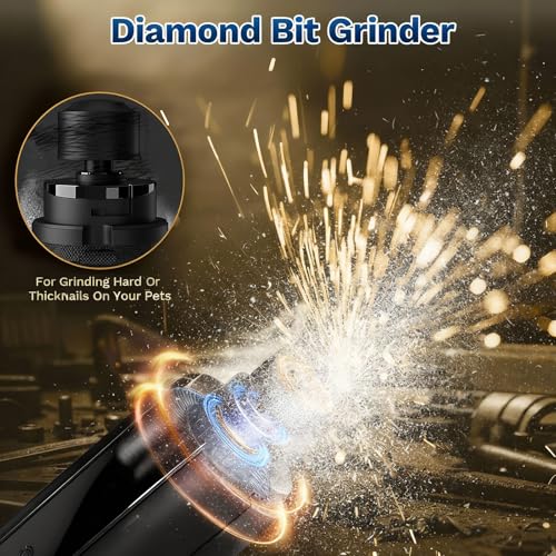 Image of 2-in-1 Dog & Cat Nail Clipper with Grinder - Dual Highlight LED Reduce Over-Trimming, Long Battery Cordless USB-C Rechargeable, Safety Lock & Catcher Cap, Quiet Home Grooming for Small Large Pets