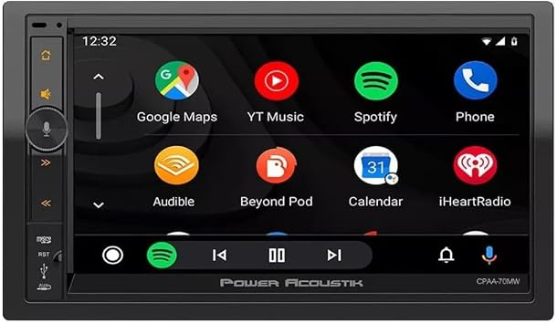 Power Acoustik CPAA-70MW | 7" Wireless Apple CarPlay Double Din Car Stereo | Android Auto Touchscreen Multimedia Audio Receiver with Bluetooth and Backup Camera Support