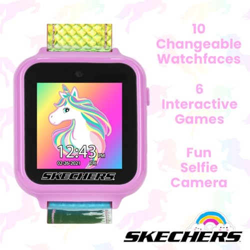Skechers Kids Smart Watch with Rainbow Iridescent Strap, Games, Camera, & Fitness Tracker – Fun & Colorful Digital Watch with Touchscreen, Alarm, and Step Counter, Perfect for Everyday Wear and Play4