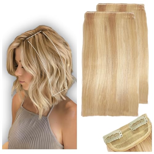 2 Pcs Short Hair Extensions, Human Hair Pieces for Women