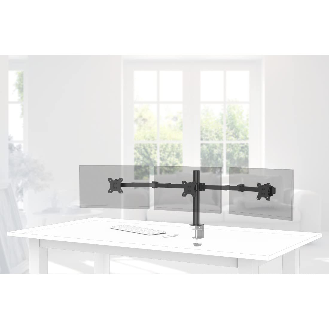 Hama Support Ecran PC 3 écrans Garantie 5 Ans (Bras pour 3 Moniteurs TFT/LCD/LED de 33 à 69 cm (13" - 27"), Hauteur Réglable, Pivotable, Inclinable, Système Easy Fix) Noir