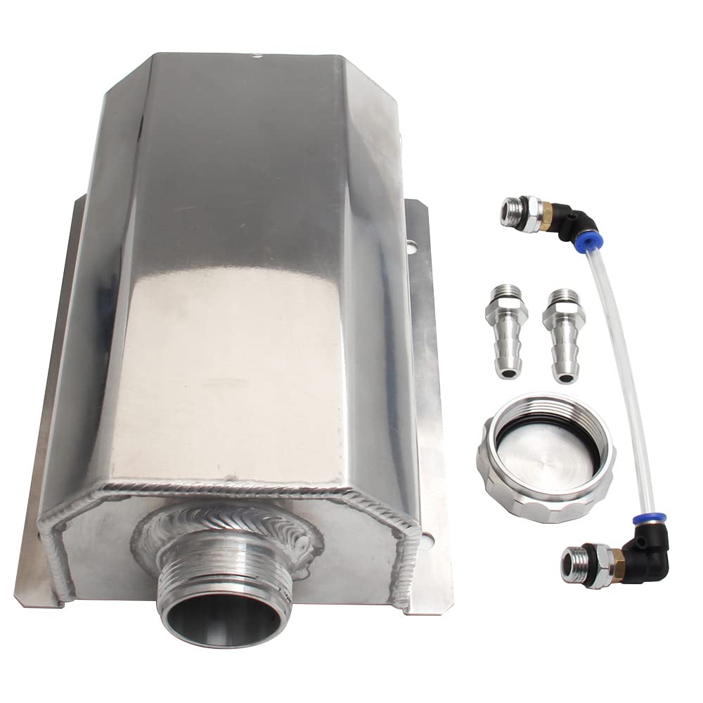 Universal - Serbatoio di troppopieno liquido di raffreddamento per radiatore 2 L, serbatoio di troppopieno liquido di raffreddamento in alluminio lucido 2 L