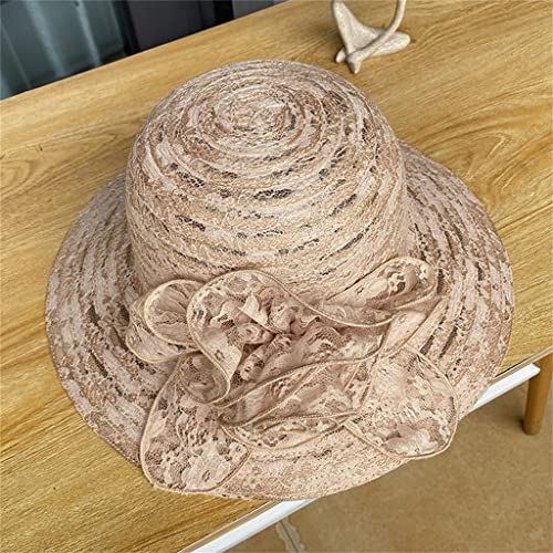 Chapeau d'été en dentelle pour femme avec maille pare-soleil chic et pliable pour la plage