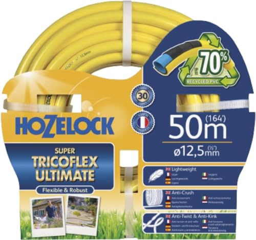 HOZELOCK - Ultimate Hose : Premium Super Tricoflex ø 12.5mm (1/2") 50m with Outdoor Tap Connector Pro Metal