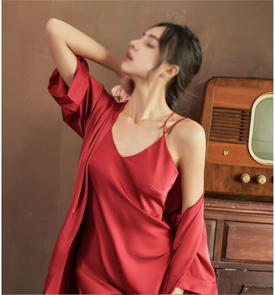 Pajama dress female sexy suspender ice silk thin net red spring and autumn pajamas