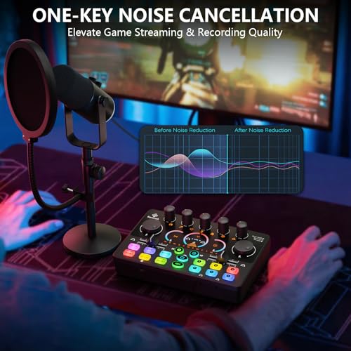 Image of Podcast Equipment Bundle, Dynamic XLR /USB Gaming Microphone & Streaming Audio Mixer with RGB Lights, Perfect for Podcast, Recording, Video Vocal, PC