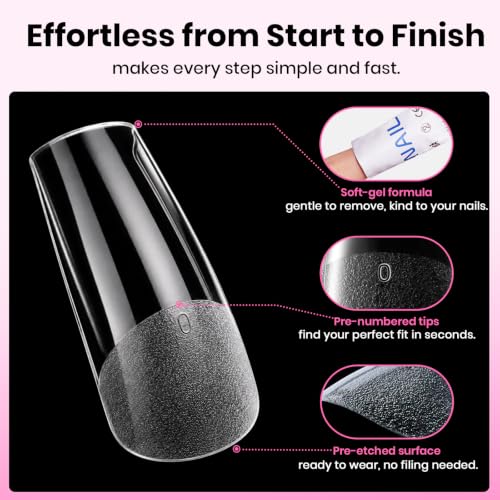 Image of Beetles Flat-X Soft Gel Nail Tips, Medium Square, 640Pcs, 16 Size