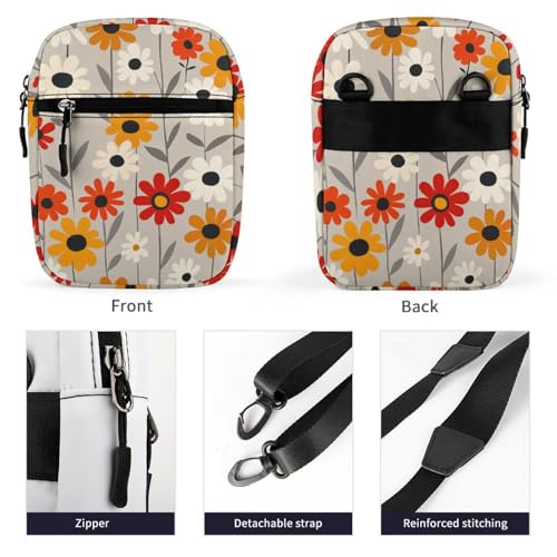 Personalized Small Crossbody Bag Water Resistant Messenger Bags Mini Retro Flower Design Printing SlingBag For Men Women3