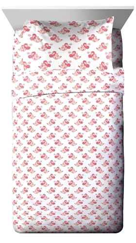 Image of Disney Minnie Mouse Twin Comforter Set 5 Piece Bedding for Girls, Pink | Bed in a Bag, Comforter Sheets Sham Pillowcase, Official Product, Soft Microfiber, Machine Washable, Easy Care, Girls Gift